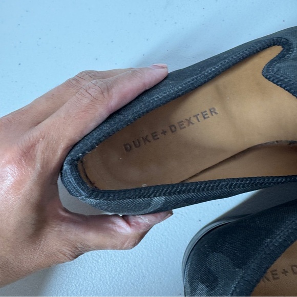 Duke + Dexter Black Camo Canvas Loafers Size 7 Handmade in England Slip-On Shoes - Picture 11 of 11
